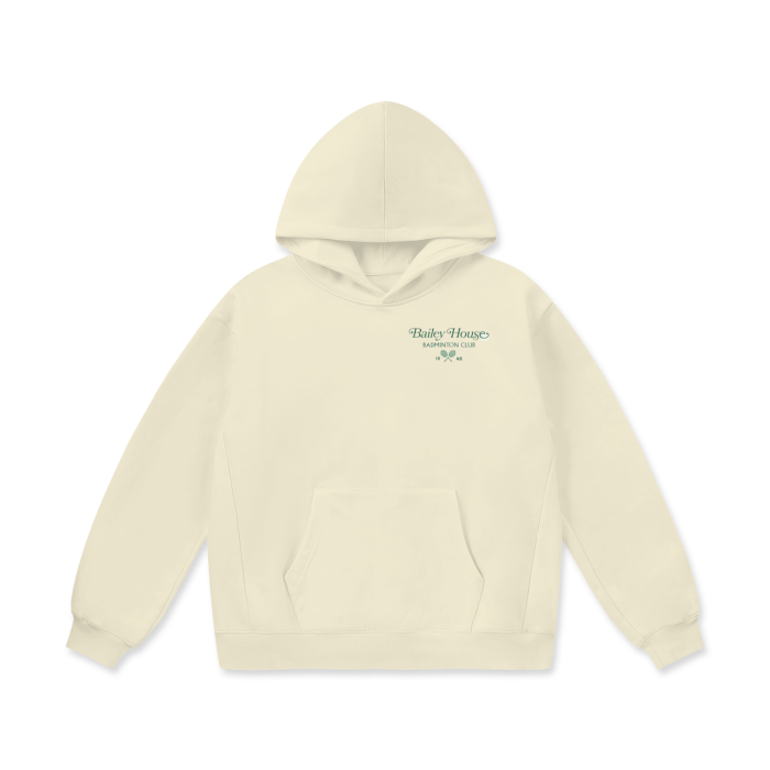 Baileys House Badminton Club Oversize Heavyweight Fleece Hoodie - 460 GSM
