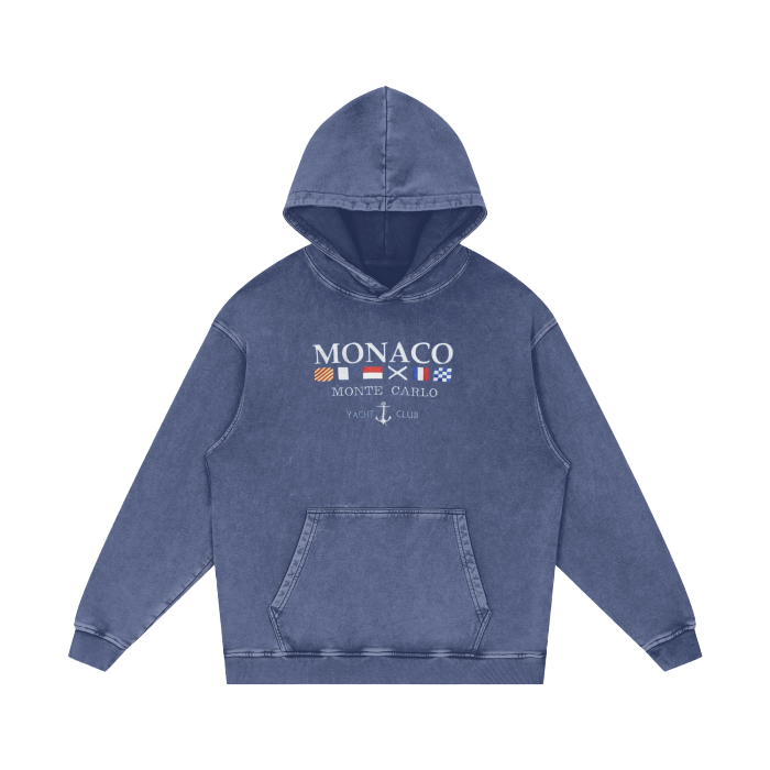 Monaco Club Acid Wash Oversize Hoodie - 420 GSM